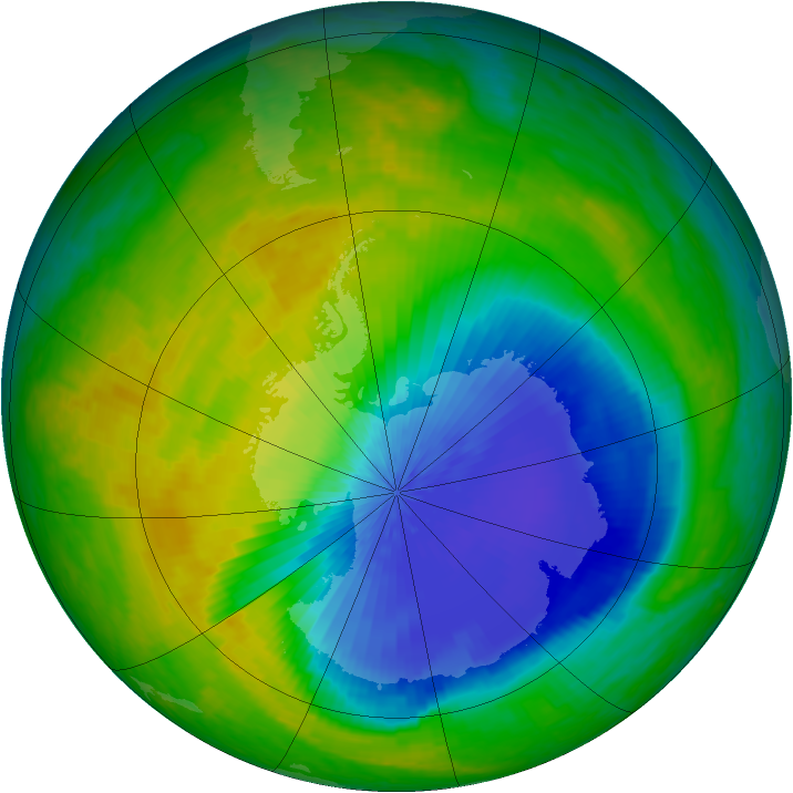 Antarctic ozone map for 24 October 2004